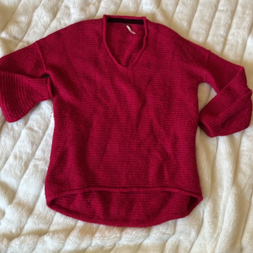 Free People Raspberry All Mine Sweater Size Small - Picture 4 of 10